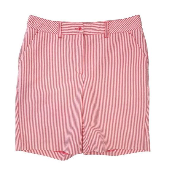 EP Pro Womens Size 8 Pink White Seersucker Golf Shorts Pink Striped 9 in Inseam - Picture 1 of 7